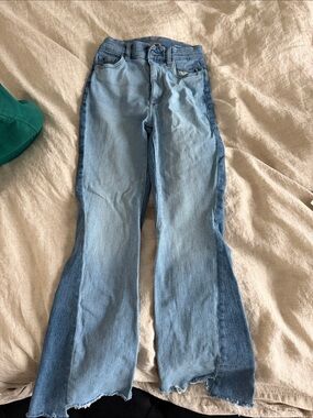 DL1961 Two-Tone Light and Medium Blue Flare Jeans